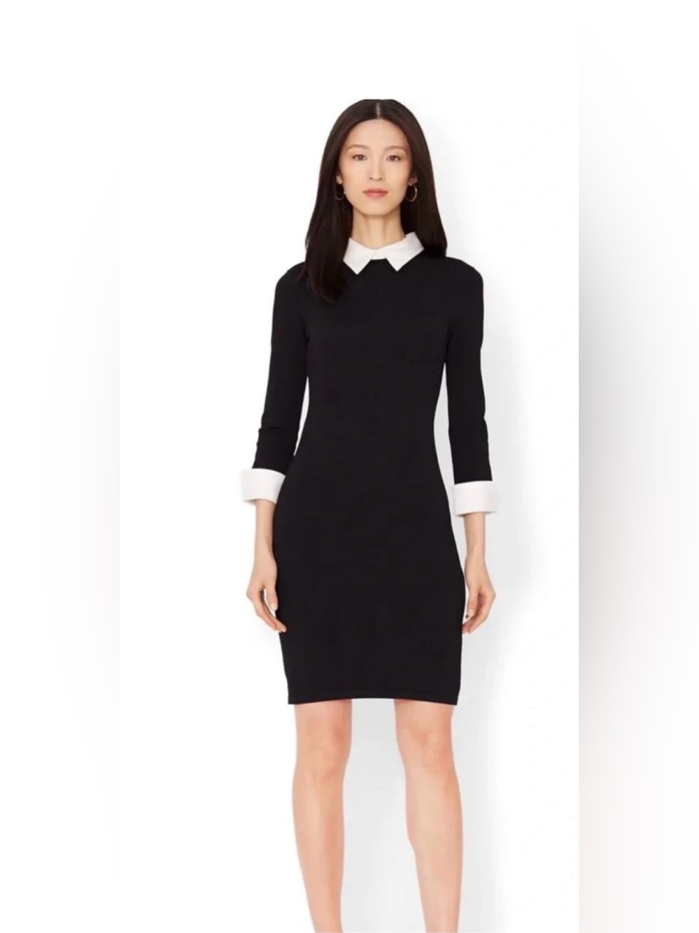 Lauren Ralph Lauren Black Sheath Dress with White Collar & Cuffs